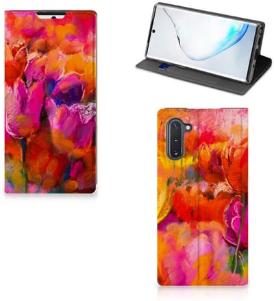 Book Case voor Bookcase Samsung Galaxy Note 10 Tulips