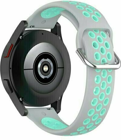 By Qubix - 22mm - Siliconen sportbandje met gesp - Grijs + turquoise - geschikt voor Huawei Watch 3 / 4 / 5 (pro) - 46mm & geschikt voor Huawei Watch GT / GT 2 / GT 3 (pro) / GT 4 (pro) / GT 5 (pro) / GT 6 (pro) 46mm / Ultimate / Ult