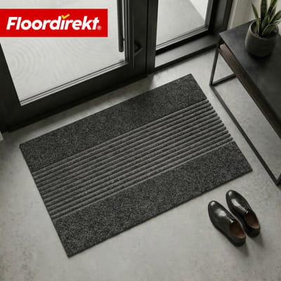 Floordirekt Droogloopmat Circa - Wasbare Schoonloopmat - Deurmat voor Binnen & Buiten - Antraciet Strepen - 40 x 60 cm - Antislip TPE-achterzijde - Hoogwaardig & Duurzaam - Moderne Patronen - Verkrijgbaar in Verschillende Maten & Kleuren