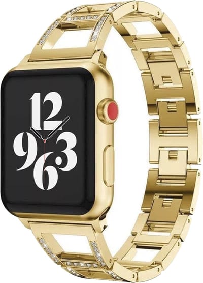 MY PROTECT - Luxe Metalen Open Diamond Bandje - Geschikt Voor Apple Watch Bandje - Series 1/2/3/4/5/6/7/8/9/10/SE/Ultra - 44mm - 45mm - 46mm - 49mm - Goud