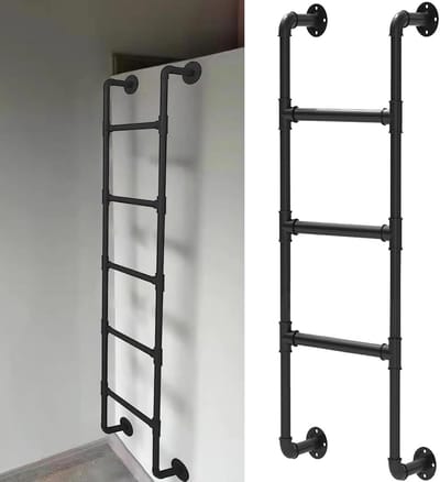 Metalen Wandladder - Stapelbed Ladder - Veilig Bed Bereiken - Hoge Draagkracht - 38cm Brede Treden - Zwart