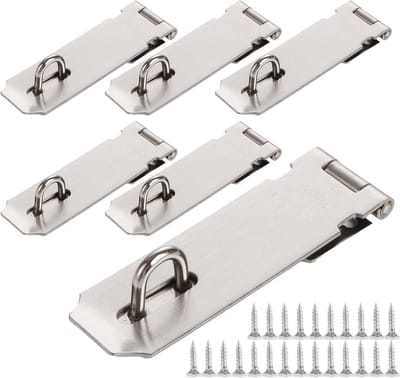6 Pcs Padlock Haspe 125mm - Rvs Slot met Schroeven - 90 Graden - Veiligheid voor Tuin Garage Kast Deur Kamer
