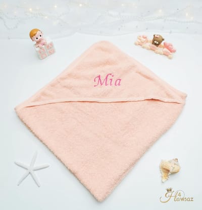 Kraamcadeaus - Hawsaz.nl cadeau - Badcape - Baby handdoek - Badcape met naam - Babyverzorging - Geboortecadeau - Bad en douche - Borduren met naam - Gepersonaliseerd - Babycadeau met naam - Badcape - genderneutraal baby cadeau - Tweeling cadeau