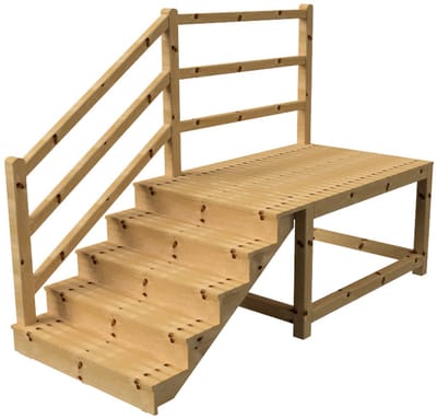 MILANO buitentrap 5 gesloten treden H88 cm - bordes L189 x B120 cm - trapleuning links - bordesleuning links