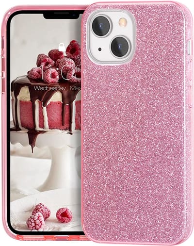 Hoesje Geschikt voor iPhone 13 Pro Hoesje Glitters Siliconen - Glitter Hoesje Geschikt voor iPhone 13 Pro hoesje TPU Case Roze - Cover