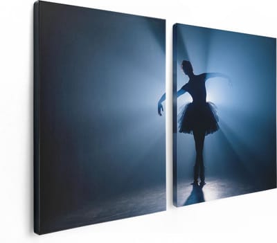 Artaza Canvas Schilderij Tweeluik Ballerina Silhouet - Ballet - 120x80 - Foto Op Canvas - Canvas Print
