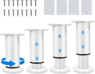 Verstelbare meubelpoten set van 4, hoogte 12-18 cm, metalen poten voor meubels, ideaal voor bedden en kasten, inclusief 16 schroeven en 4 lijm