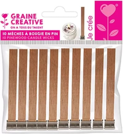 Graine Creative Dennenhout Lont 13 cm 10 stuks voor kaarsen maken.