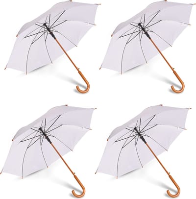 Paraplu 4 stuks - Set van 4 Sterke Automatische Opvouwbare Paraplu's - Voor Volwassenen - 102 cm Diameter - Wit Design - Duurzaam & Stijlvol