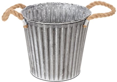 Decoratieve plantenpot, metalen pot met handvatten, metalen decoratie
