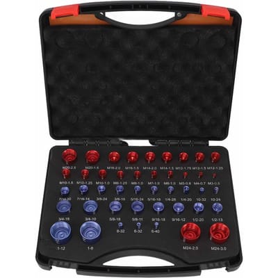 44 stuks Moer en Bout Draad Checker Rood Blauw Moer en Bout Maatmeter Inch Metrisch Moer en Bout black
