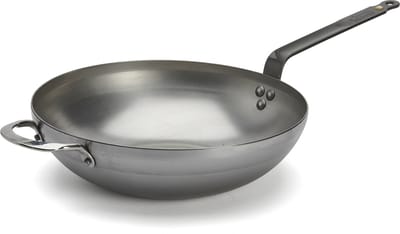 de Buyer Mineral B Wokpan 32 cm – Brede Bodem – Plaatstaal – PFAS-vrij – Geschikt voor Inductie – Made in France