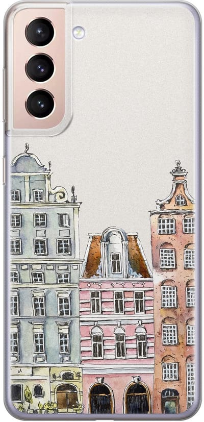 Leuke Telefoonhoesjes - Hoesje geschikt voor Samsung Galaxy S21 - Grachtenpandjes - Soft case - TPU - Print / Illustratie - Multi