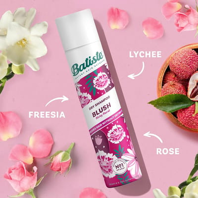 Batiste Droogshampoo Floral & Flirty Blush 200 ml – Absorbeert Overtollig Vet – Volume & Textuur – Bloemige Geur van Freesia, Tuberose & Pioenroos