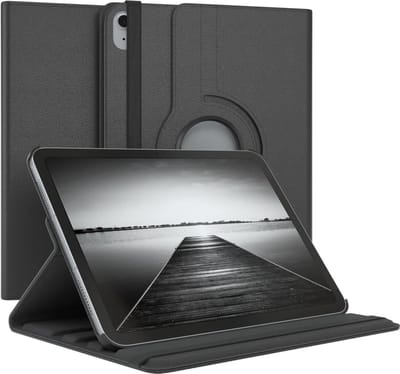 Hoes Geschikt voor iPad Air 11 inch (2024) M2 Hoes Zwart, iPad Air 6th / 5th / 4th Generation Hoes (2024/2022/2020) - 360° draaibare Bookcase