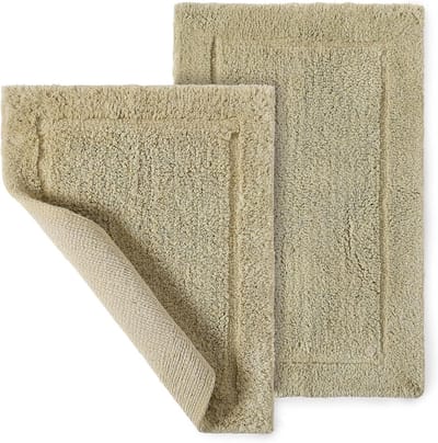 Omkeerbare Badmat - Katoenen Douchekleed - Veilig en Zacht - Dubbelzijdig Ontwerp - Set van 2 - Taupe