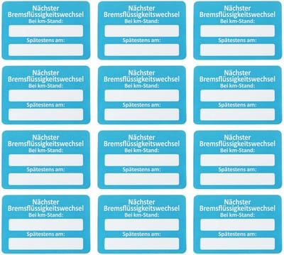 Allecto - Auto Klantenservice Stickers - Herinnering Remvloeistofwissel - 250Pcs - 60x40mm - Duitse Auto Onderhoud - Geschikt voor Auto - Formaat