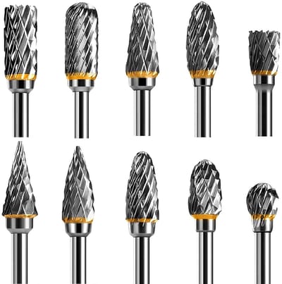Elzusha - 10-Delige Hardmetalen Frezenset - Dubbele Snede - 1/8 inch Schacht