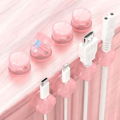 CableMate® Magnetische Kabelhouder - 6 stuks - Roterend - Roze - Zelfklevend - Kabelclips - Kabel organizer