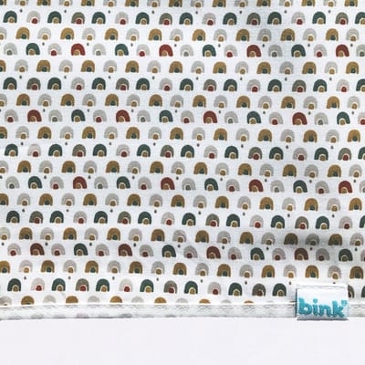 BINK Bedding Ledikantlaken Rainbow 100 x 150 cm - laken voor ledikant - lakentje - babylaken - regenbogen - regenboog - groen - grijs - terra