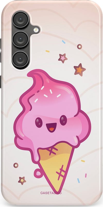 Casetastic Hoesje Geschikt voor Samsung S23 FE - Stijlvolle Beschermende Duo-layer Case - Roze Kawaii Dessert