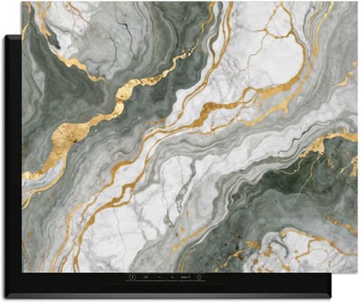 KitchenArt - Luxurious Marble Green – Inductie Beschermer - 76x51.5 cm - Kookplaat Beschermer - Luxe Afdekplaat Inductieplaat - Anti-slip & Oprolbaar - Beschermmat Inductiekookplaat