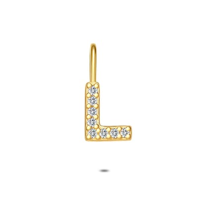 Twice As Nice Hanger in 18kt verguld zilver, letter L met steentjes