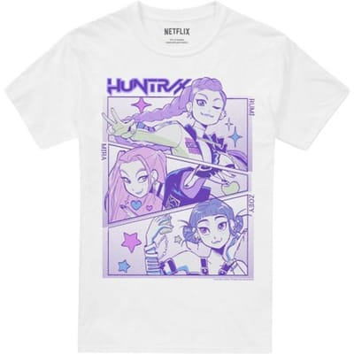 K-Pop Demon Hunters Unisex Adult Huntr/X Anime T-shirt (Wit)