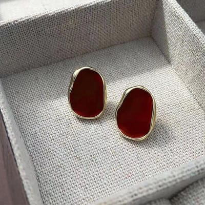 Grote Wijnrode Kleur Irreguliere Geometrie Bonen Oorknopjes voor Vrouwen Oorsieraden Accessoire Meisjes Cadeau gray