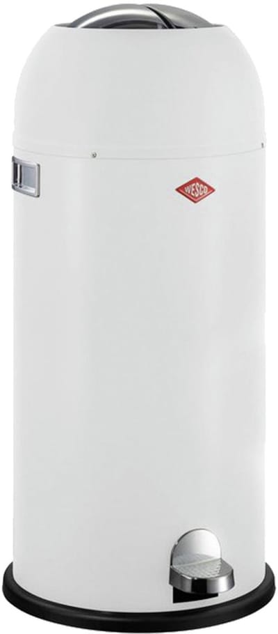 WESCO Kickmaster Maxi Prullenbak | Pedaalemmer | 40 Liter | Metaal - Mat wit | Vuilnisbak - Made in Germany