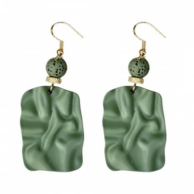 Zilveren -Mosgroen -oorbellen -Satijn - Charme Bijoux