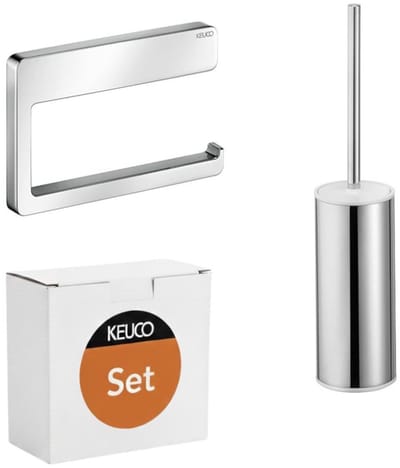 KEUCO Moll Set Toiletrolhouder + WC-borstelgarnituur – verchroomd metaal – badkamer accessoires set
