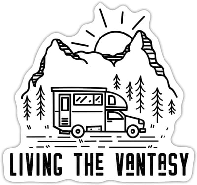 Living The Vantasy - Vrijheid Op Wielen Sticker Maat S (max. 10 x 10cm)