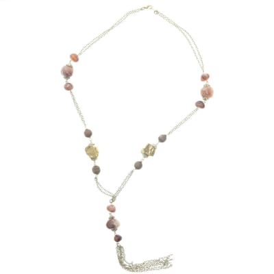 Behave - Lange ketting goudkleur met bruine kralen - Retro chic stijl
