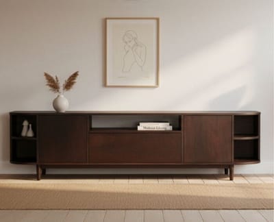 Tv meubel Milla mangohout 210x44x55cm - Bruin - Japandi
