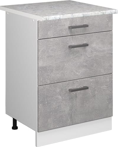 Vicco R-Line Keukenonderkast – 60 cm met laden, met marmeren werkblad Beton