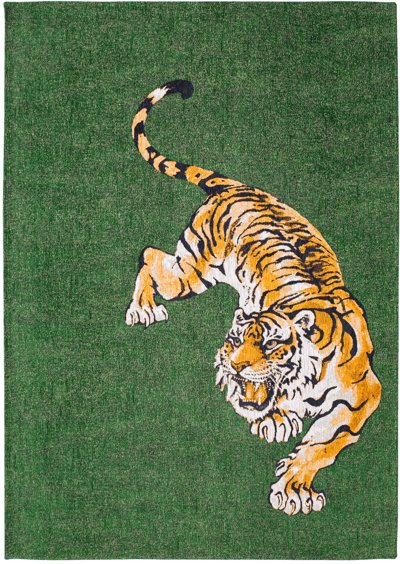 Wasbaar Binnen & Buiten Vloerkleed - 100 x 140 cm - Louis De Poortere Tiger Green On Fire - Laagpolig Tapijt - Gerecycled PET - Made in Belgium - Circulair