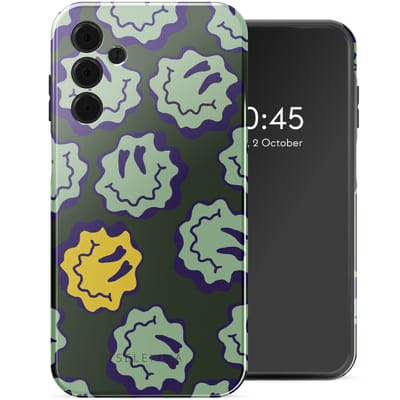 Selencia Hoesje - Geschikt voor Samsung Galaxy A15 (4G) / A15 (5G) - Backcover - Wavy Smiley Green