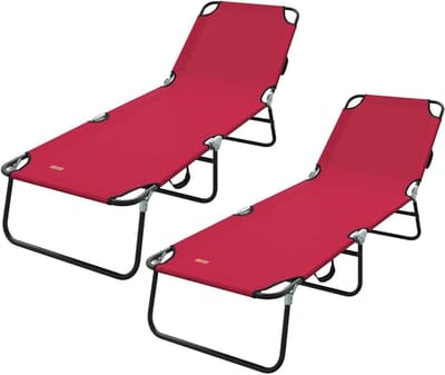 Inklapbare ligstoel - Tuinstoel set - Buiten ontspannen - Verstelbare rugleuning - 2 stuks - Rood