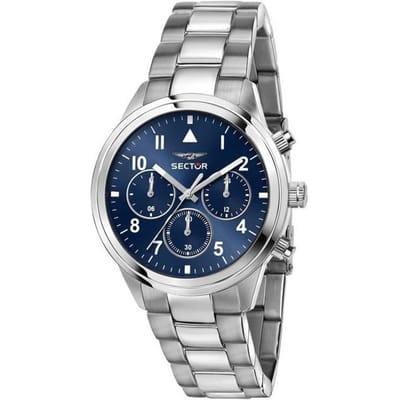 Sector 670 Dual Time Multifunctioneel Roestvrij Staal Blauwe Wijzerplaat Kwarts R3253540012 Unisex Horloge blue