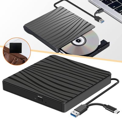 Externe CD/DVD-Drive Voor Laptop - Draagbare USB-C CD-/DVD-/RW-Brander - Optische Schijflezer/Schrijver - DVD-Speler
