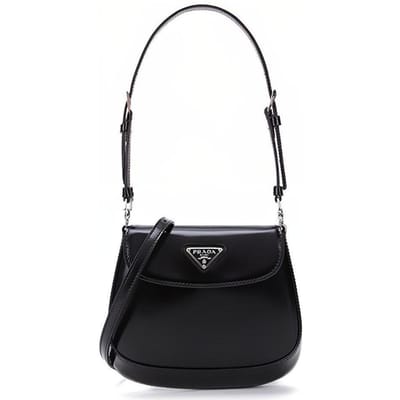 Prada Cleo Mini Sac à Bandoulière en Cuir Brillant Fermeture Magnétique Femme Sac à Bandoulière Noir 1BH188-ZO6-F0002-V-HOM Basic Set (Bag+Dust Bag) black