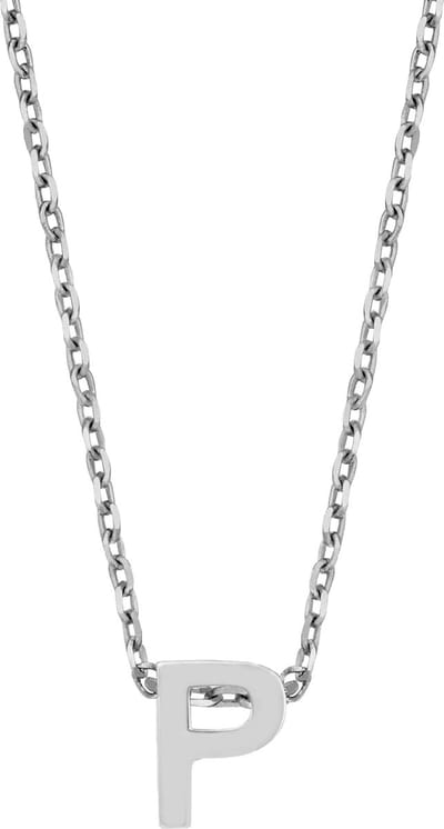 New Bling 9NB-907P Zilveren Ketting Dames - letterhanger - P - Initiaal sieraad - Zilverkleurig