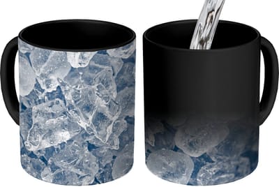 Magische Mok - Foto op Warmte Mokken - Koffiemok - Ijsblokjes - Water - Blauw - Magic Mok - Beker - 350 ML - Theemok