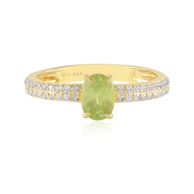 Cavill - Zilveren Ring met Ovale Sfeen 0,757ct en 40 Zirkonia's 925 Sterling Zilver Verguld - Elegante Edelsteenring Dames - Luxe Accessoire