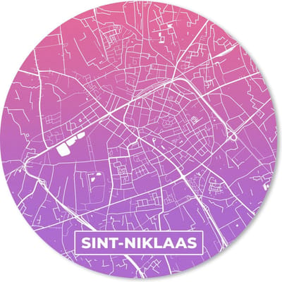 Muismat rond 20x20 cm - Mousepad Sint-Niklaas - Stadskaart - België - Ronde muismatten