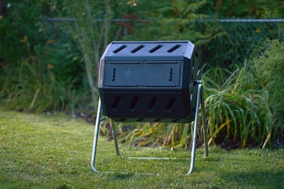 Famanu - Tuimelcomposter dubbele kamer 140 liter, roterende compostbak van gerecycled kunststof – zwart