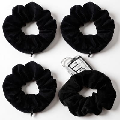 Dailygoods- Haarelastiekjes 4 Stuks - Fluwelen Haaraccessoires - Zacht Zwart - Paardenstaarthouder - Opslag voor Vrouwen en Meisjes - Ademend Materiaal - Haarband