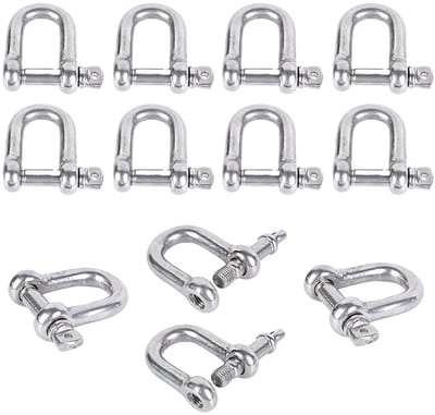 D-vormige Beugels 12 Stuks RVS M5 Klemmen met Schroefdop voor D-Ring Bevestigingen en Golfer Accessoires