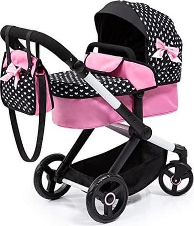 Bayer Design - Poppenwagen XEO in zwart, wit/roze